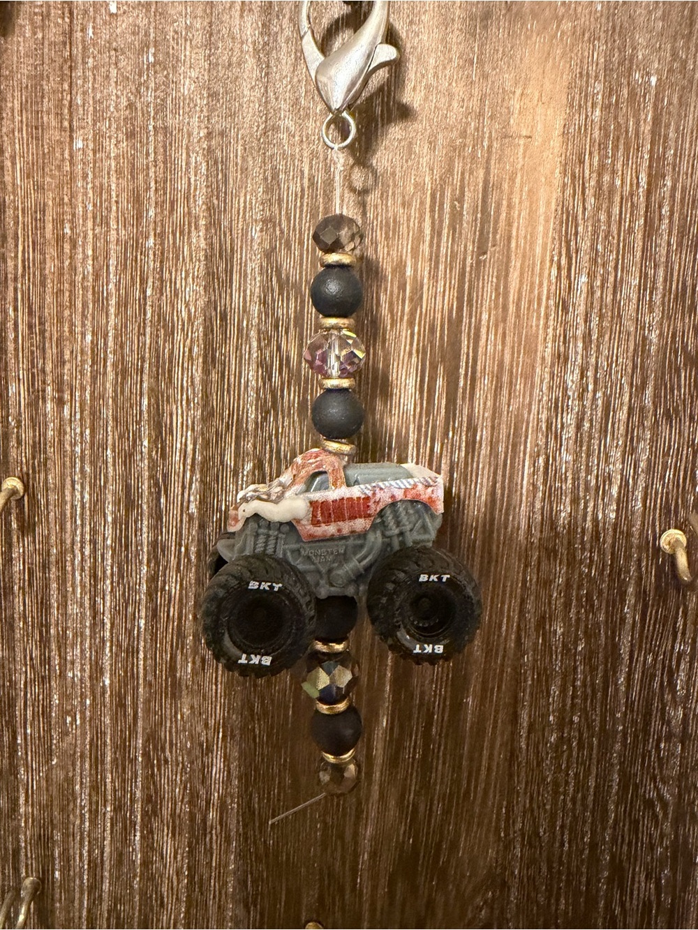 Kids Monster Truck Charm Keychain - Red and Gray